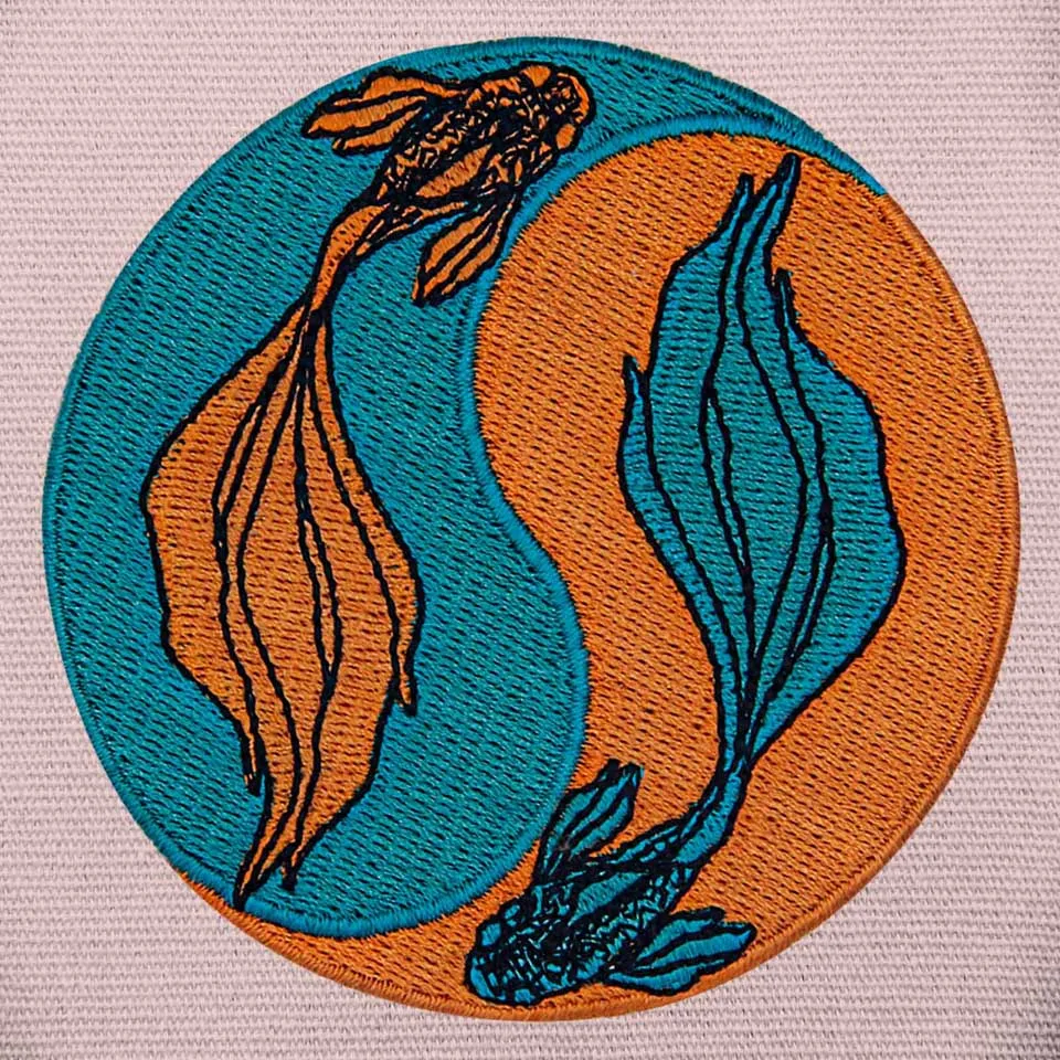 Embird Ying Yang Koi вышитая аппликация с помощью утюга нашивка эмблемой