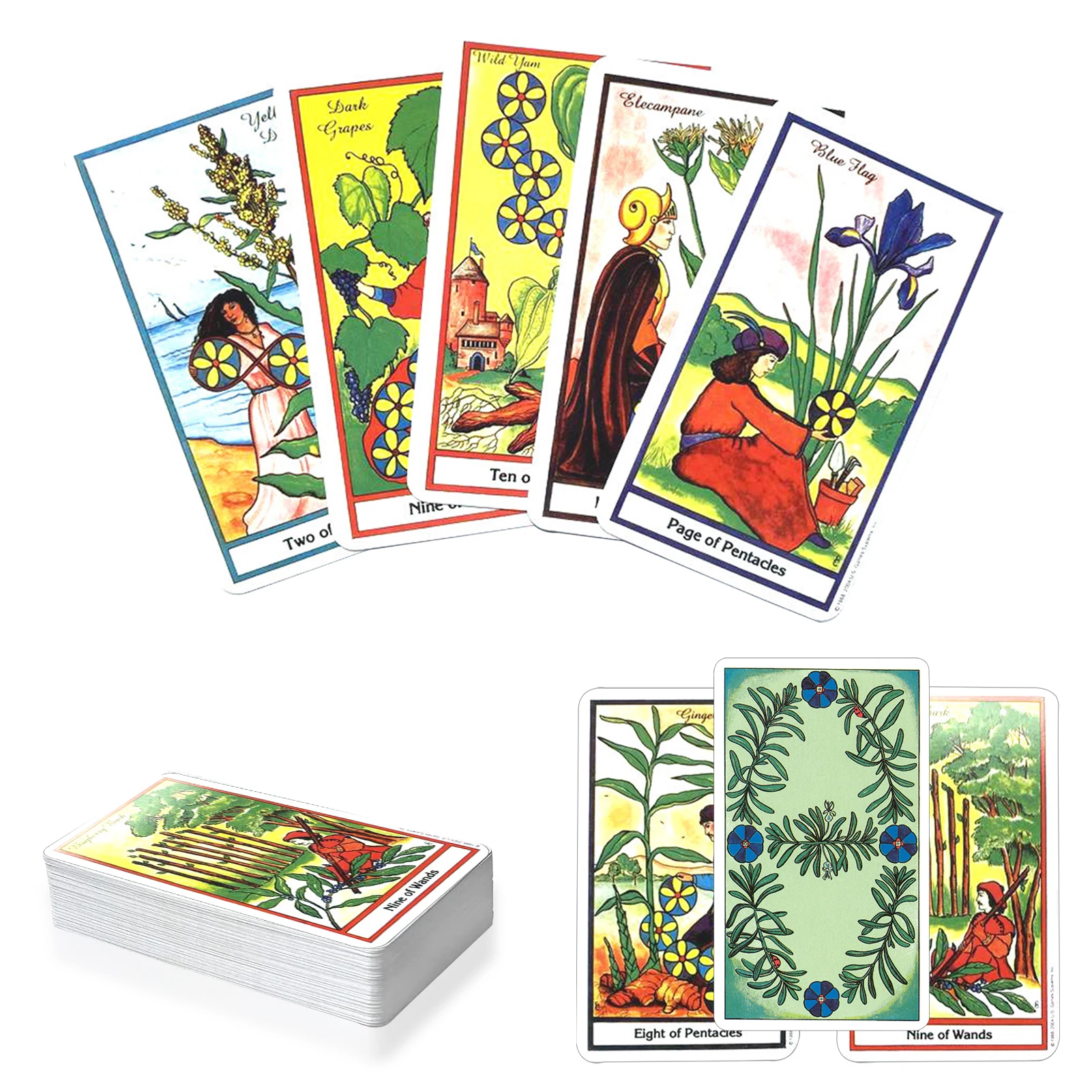 

The Herbal Tarot Cards Deck Games English Version PDF Guidebook Magical Fate Divination Oracle Card for Personal Famlily Use