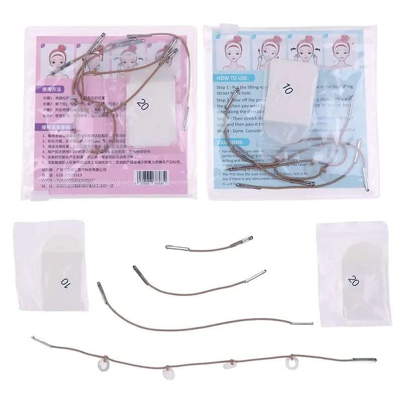 

10/20Pcs Invisible Thin Face Stickers V-Shape Fast Lifting Facial Lift Up Neck Eye Double Chin Wrinkle Makeup Tape With 4 Ropes