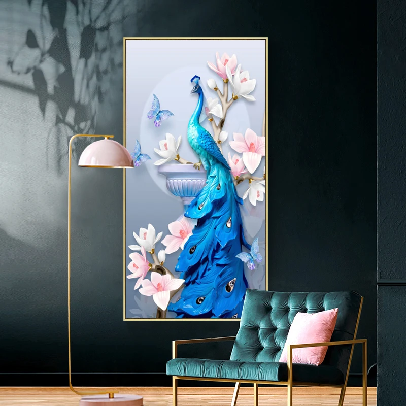 

Художественная Картина на холсте Павлин прихожей настенные современные постеры для крыльца и принты картины для гостиной домашний коридор...