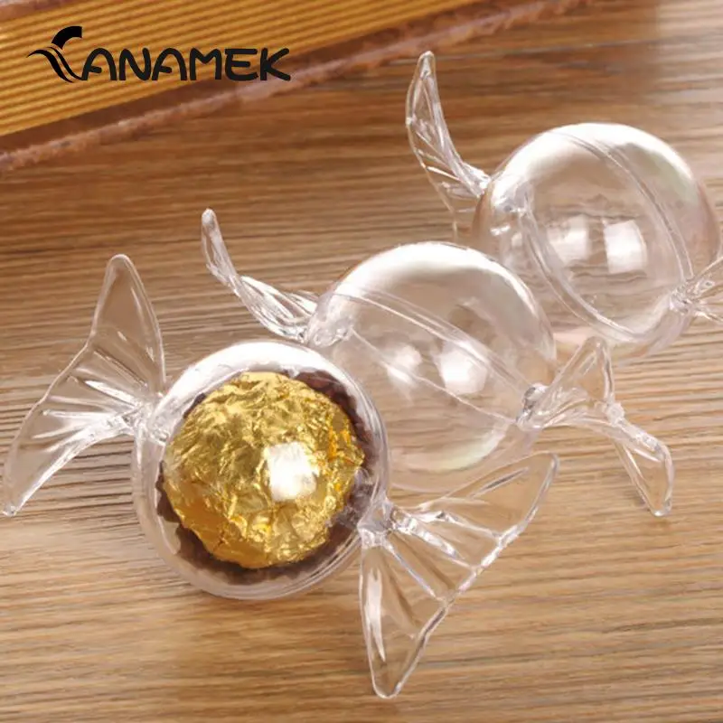 Mini Cute Wedding Candy Box Plastic Packaging Box For Sugar Candy Chocolate Party Decor