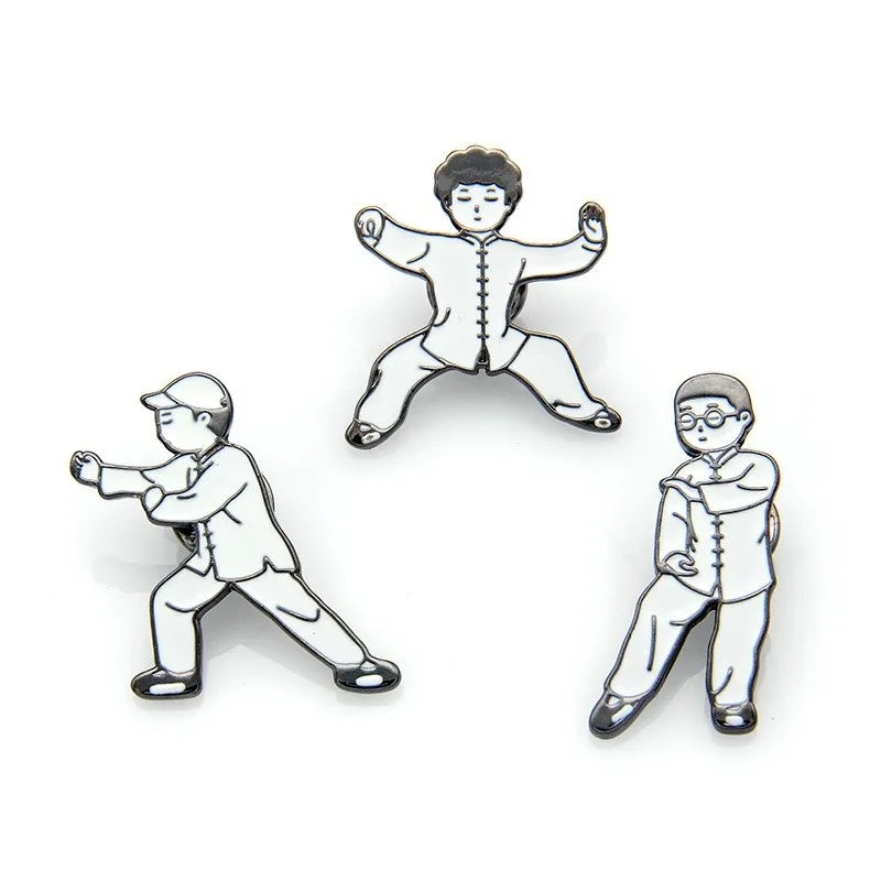 Китайские эмалированные булавки кунг-фу милая фигурка мастера тхэквондо Тай Цзи