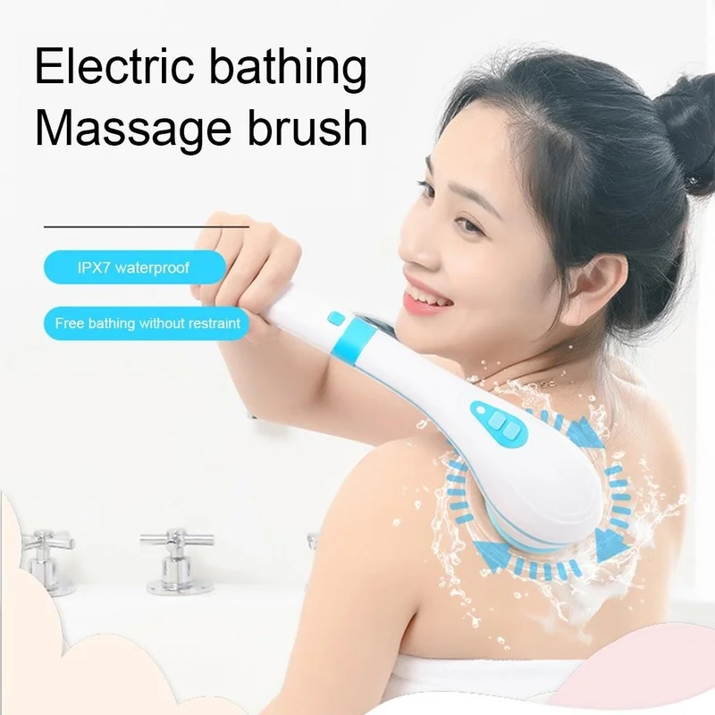 

5 In 1 Electric Bath Shower Brush Handheld Massage Body Brush Back Clean Long Handle Exfoliation Clean Scrub Brushes