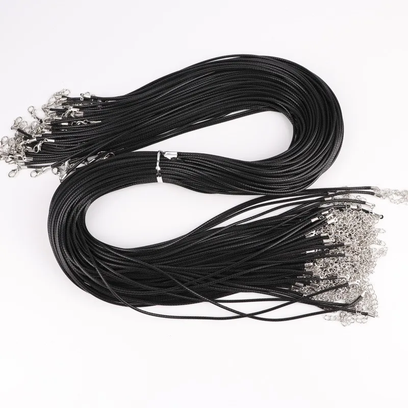 20 Pcs Leather Cord Wax Rope Chain Necklace Pendant For DIY Handmade Lobster Clasp String Jewelry Chains