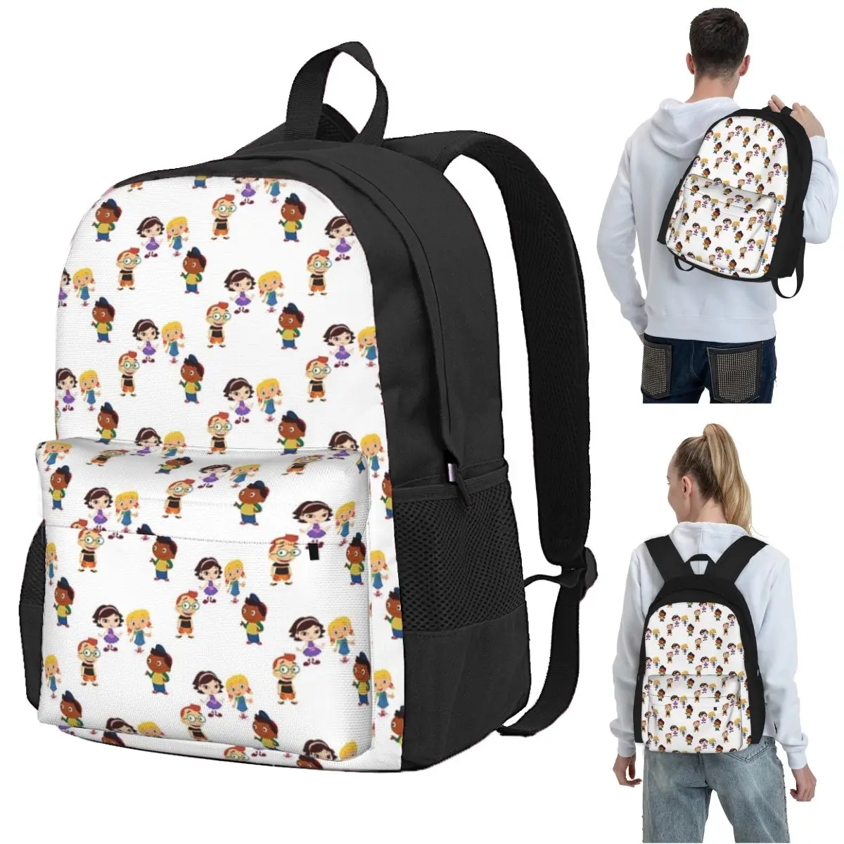Фото Рюкзак Little Einsteins Squad Happy Backpack, школьная сумка для книг, детская школьная сумка, сумки через плечо для компьютера для мальчиков и девочек №1