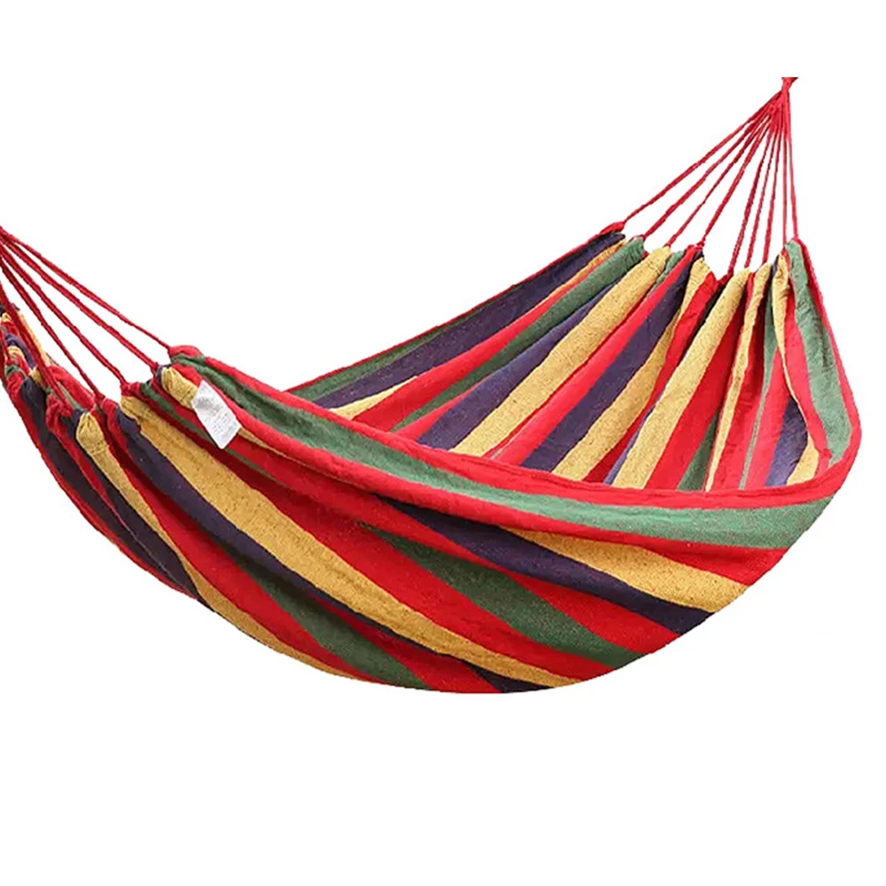 

Portable Striped Camping Hammock Swing with Storage Bag for Outside Indoor Tree 330lb Capacity Double Hammock Camping Essentials