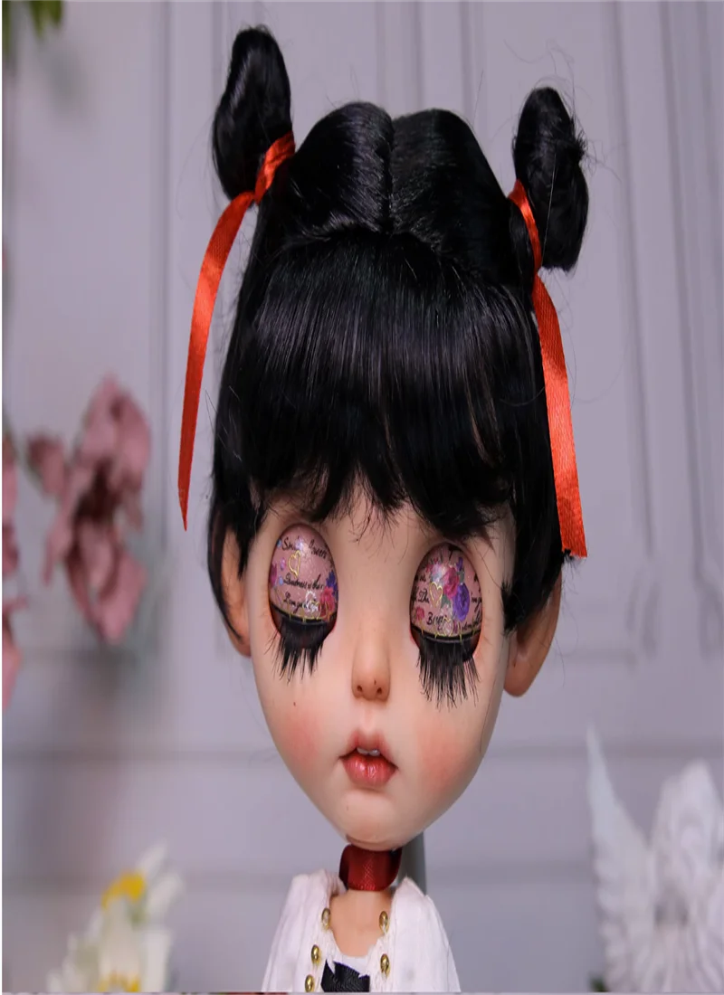 Искусственные волосы для кукол Blythes, размер 16, стильный и гладкий, имитация мохера, классический черный парик, сделано Demon Neza (art.: 3920b4bc62828) - 3920b4bc62828