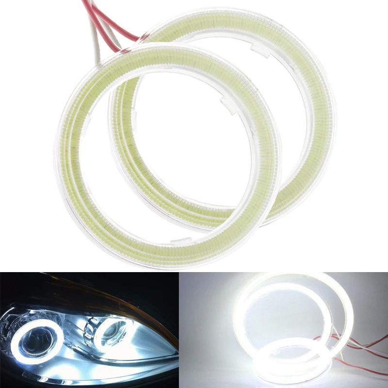 

2x Car Angel Eyes LED COB Light Circle 60mm 70mm 80mm Auto/Motorcycle Headlight Styling COB LED Bulb 12V 6000K White Day Light