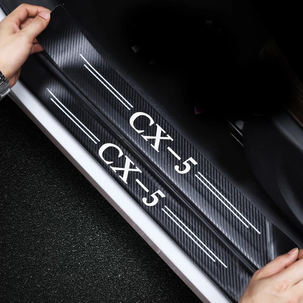 

4Pcs Car Scuff Plate Door Threshold Sill Stickers Protector For Mazda CX-5 CX5 KE KF 2021 2020 2019 2018 2017 2016 - 2012