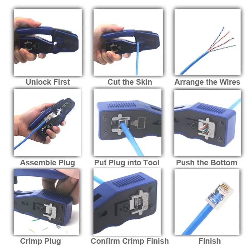 Устройство для зачистки кабеля ethernet ZoeRax щипцы сетевых инструментов Cat5 cat6 8p rg rj 45