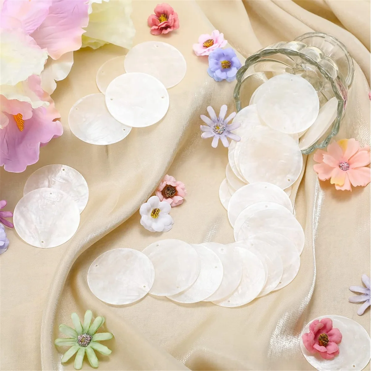 180 шт. круглых естественные ракушки Capiz Sea Shells 2-дюймовые ореховые патроны для