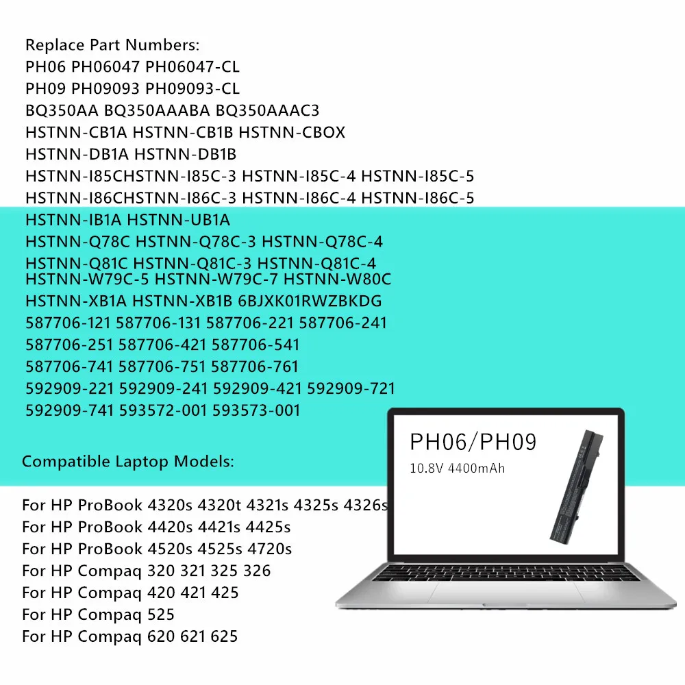 Аккумулятор для ноутбука HP ProBook 4320s 4320t 4321s 4325s 4326s PH06 PH06047 HSTNN-CB1A HSTNN-CB1B HSTNN-CBOX HSTNN-DB1A HSTNN-DB1B (art.: 3920db1238098) - 3920db1238098