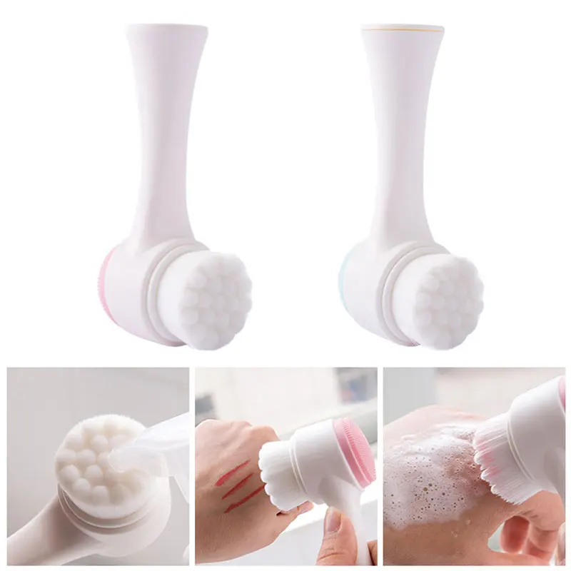 

Double-Sided Silicone Facial Cleanser Brush Manual Blackhead Removal Brush Facial Cleansing Massage Wash Product Facial Brush