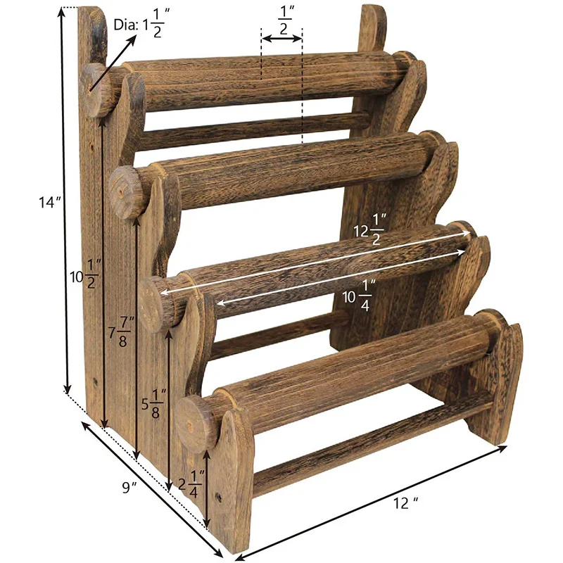 4-layer Jewelry Display Stand Wood Antique Necklace Retail Storage Rack Wristwatch Placing Bracelet Frame Store Home Product