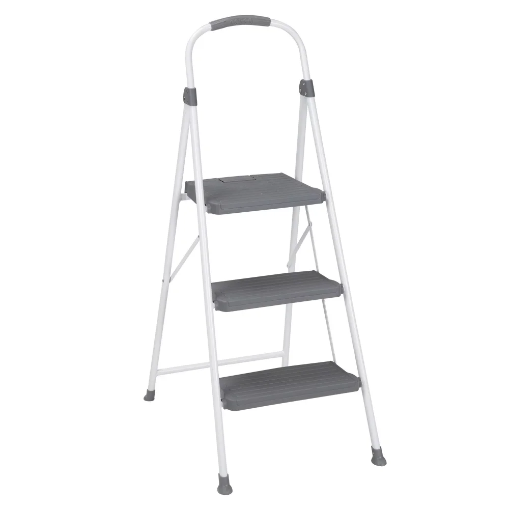 Cosco 3 Step Premium Folding Stool, White Gray ladder for home ladder
