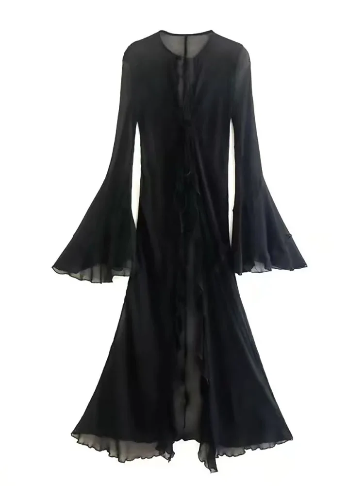 

DYLQFS 2022 новая женская мода, многослойный Женский Повседневный расклешенный рукав, со шнуровкой