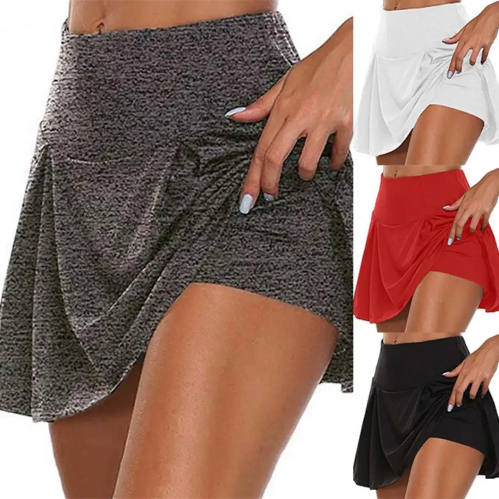 

Golf Skorts Polyester Sweat Absorbing Nylon Casual Mini Flared Plain Pleated Skirt with Shorts Athletic Shorts Washable