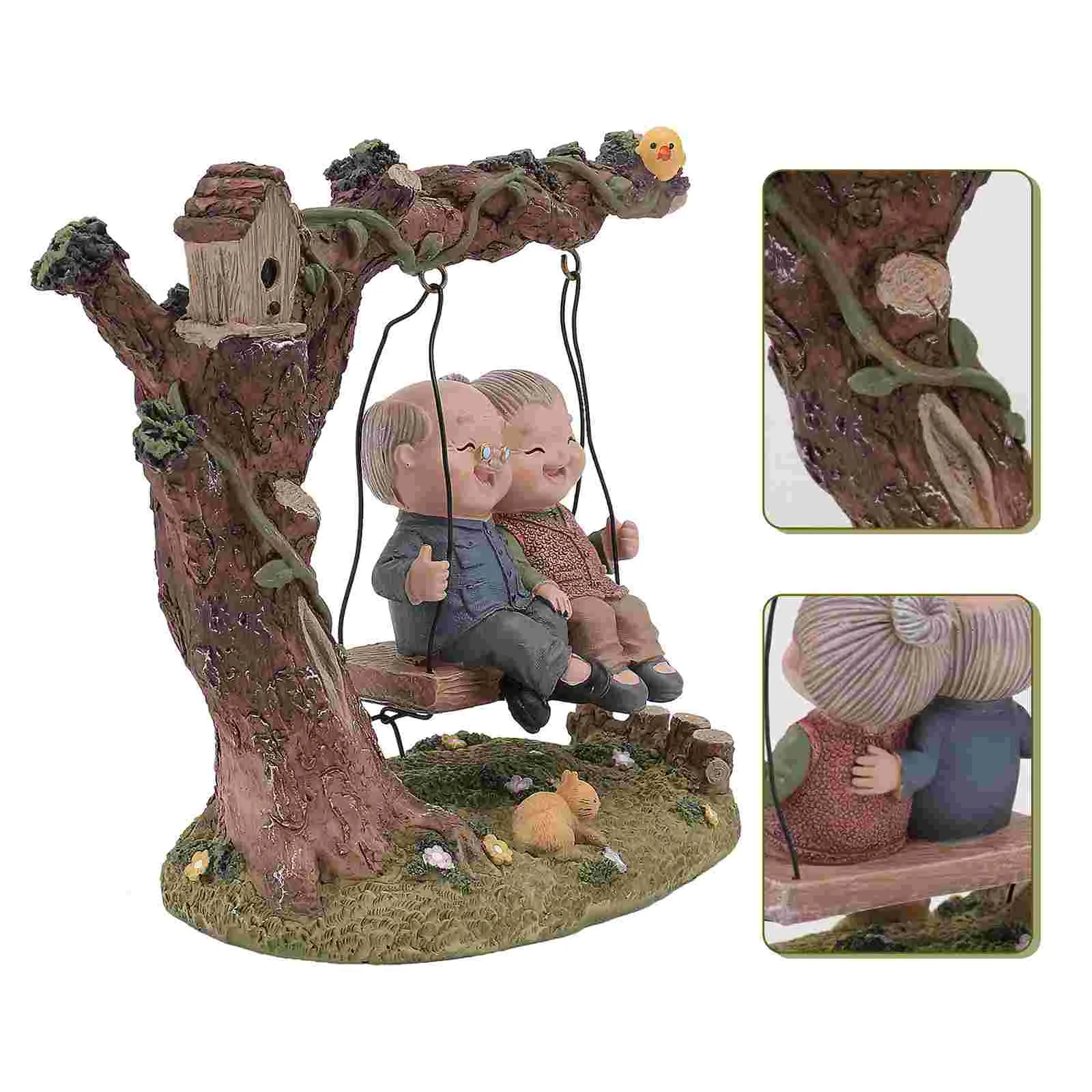 

Couple Figurines Figurine Wedding Couples Resin Statue Swing Grandparents Anniversary Miniature Ornament Sculptures Elderly Cake