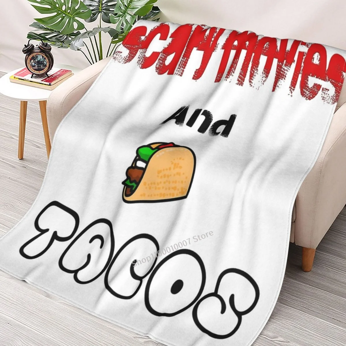 

Scary Movies And Tacos Throw Blanket 3D printed sofa bedroom decorative blanket children adult Christmas gift