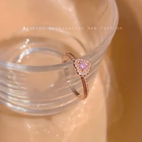 2022 new pink love micro set zircon opening ring fashionable personality design simple ring female wedding jewelry birthday gift