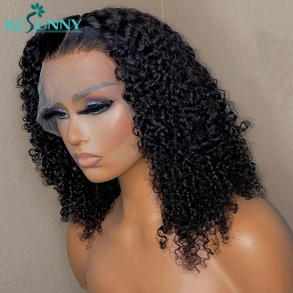 Афро кудрявые вьющиеся парики HD прозрачные на сетке передний парик из