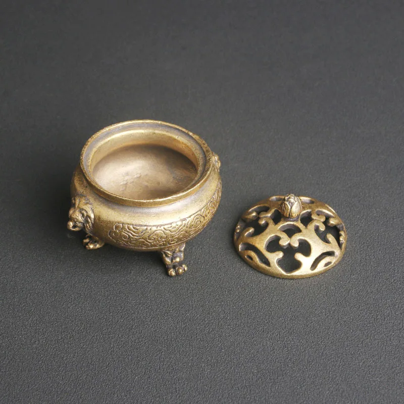 Латунный двойной штатив в виде льва настольные украшения курильница для