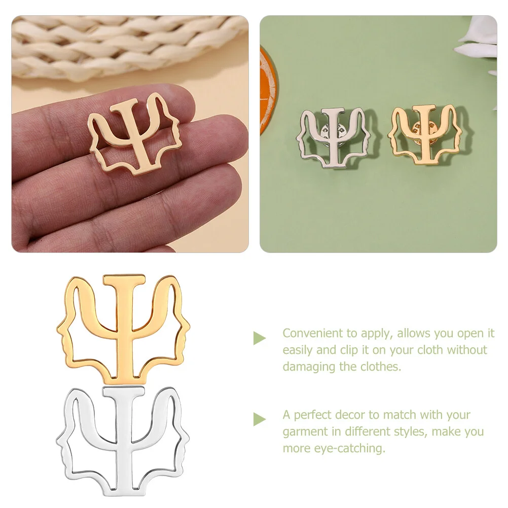 2 Pcs Collar Pin Symbol Lapel Cap Decorations Psi Brooch Badge Scarf Birthday European American Jewelries Women Hats