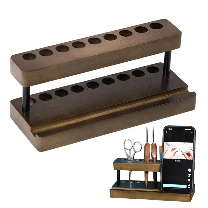 Деревянный держатель для игл вязания крючком вязальных из палисандра 9-отверстий