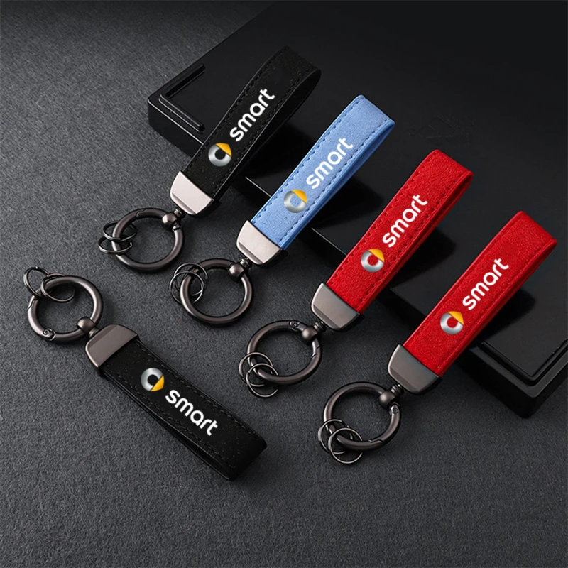 

Luxury Leather Car Keychain Creative DIY Keyring Auto Vehicle KeyChain for smart fortwo 451 450 452 453 454 Cabrio Forfour coupe