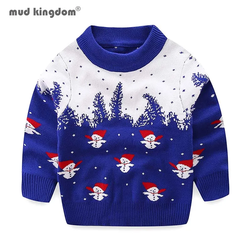 

Mudkingdom Boys Girls Sweaters Christmas Cute Cartoon Snowman Long Sleeve Warm Pullover Tops for Kids Clothes Auntun Winter
