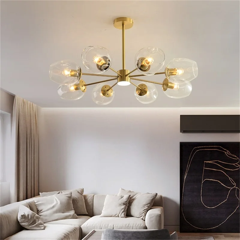 

Современная металлическая люстра e27, латунный настенный Декор, современный домашний креативный декор для гостиной, столовой, стеклянные лю...