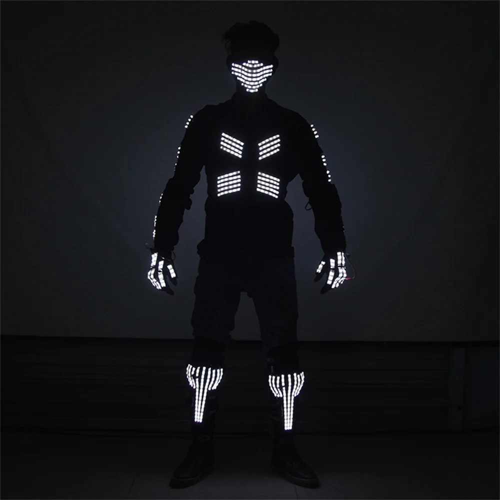 Magicool светодиодное освещение доспехи перчатки маски светящееся пальто