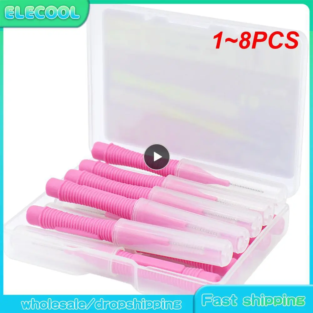 

1~8PCS Oral Care Push-Pull Interdental Brushes Orthodontic Wire Toothbrush Imported Caliber 0.4-1.0mm Free Shippingbox Brushes
