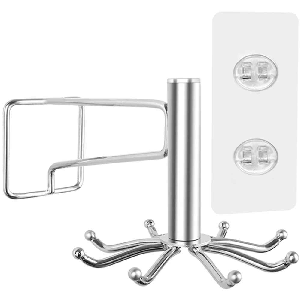 

Adhesive Kitchen Hanger Mug Hooks Metal S Hooks Cabinet Hooks Wall Mounted Hooks Rotating Eight-Claw Hook Cup Pot Hanger