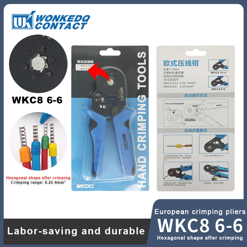 

Трубчатые обжимные клещи 6-6 0,25-6 мм 23-10AWG и 10-4 0,25-10 мм 23-7AWG электрические обжимные плоскогубцы ручные инструменты набор WKC8 6-6 10-4