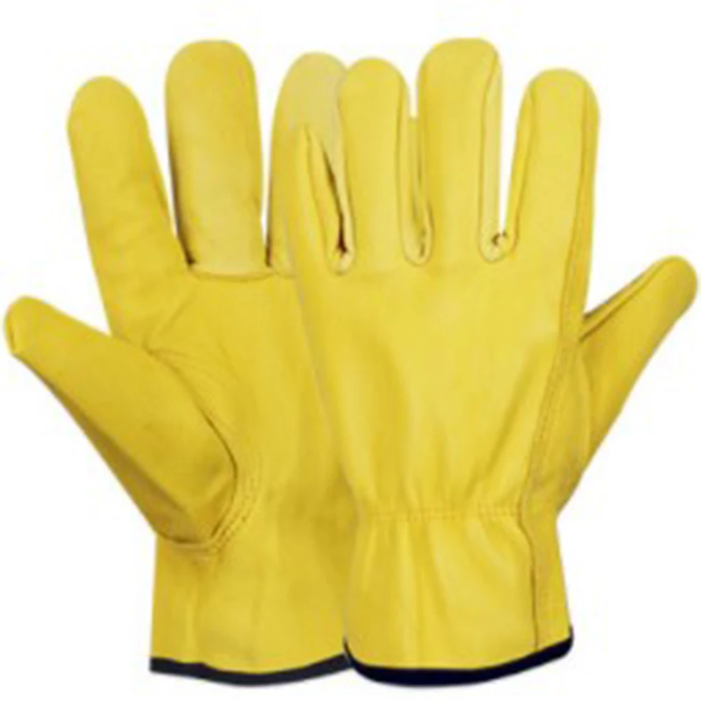 

Yellow Leather Gardening Gloves Ladies Ladies Thorn Proof Thick Work Gauntlets Synthetic Gloves Professional Working Protective