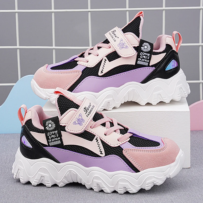 

Girls Sneakers Fashion PU Leather Kids Platform Shoes 4 To12 Years Designer Running Sports Tennis Shoes for Girls Free Shipping