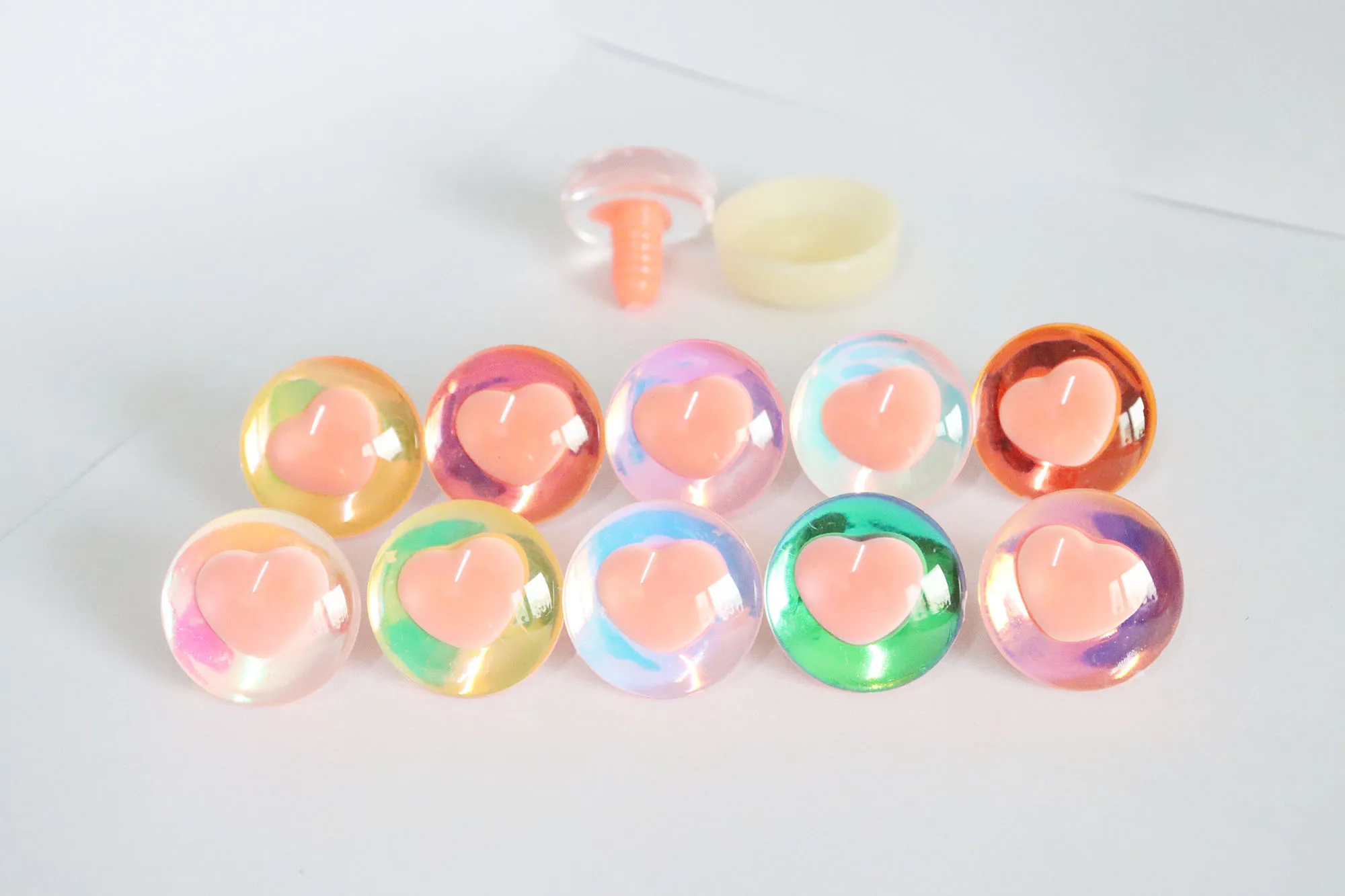 aszem 25mm serce uczeń 3D Komiczne okrągłe brokatowe oczy z twardą podkładką do akcesoriów dla lalek-HC10