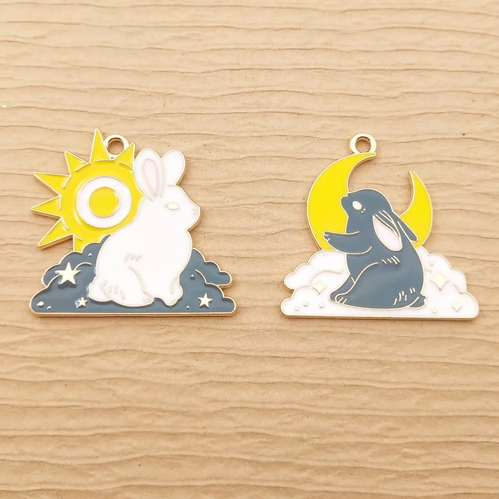 

10pcs Enamel Sun Moon Star Cloud Rabbit Charm for Jewelry Making Fashion Necklace Pendant Earring Charms Diy Accessories