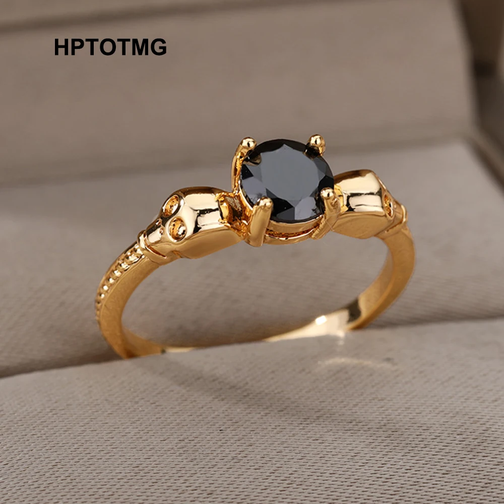 Кольца с черепом из черного циркона для женщин кольца нержавеющей стали