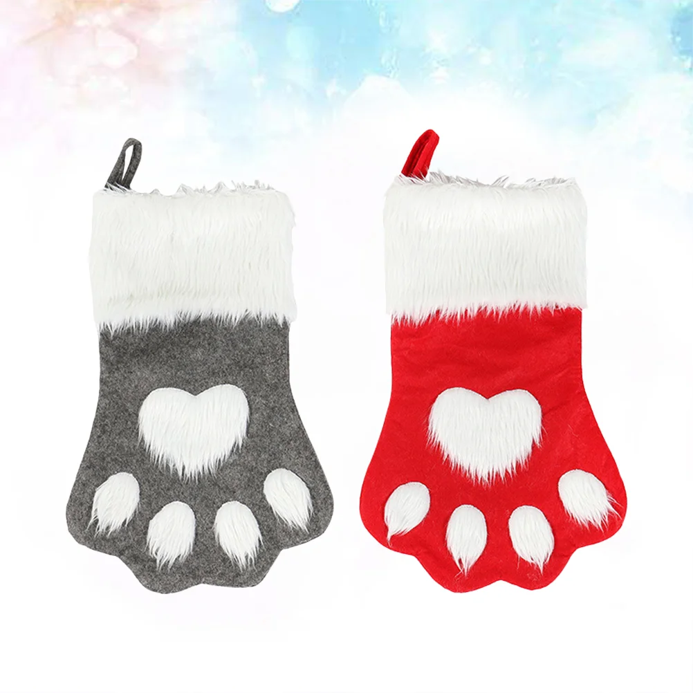 2 шт. подарочная сумка с рисунком собачьей лапы рождественская для конфет чулок