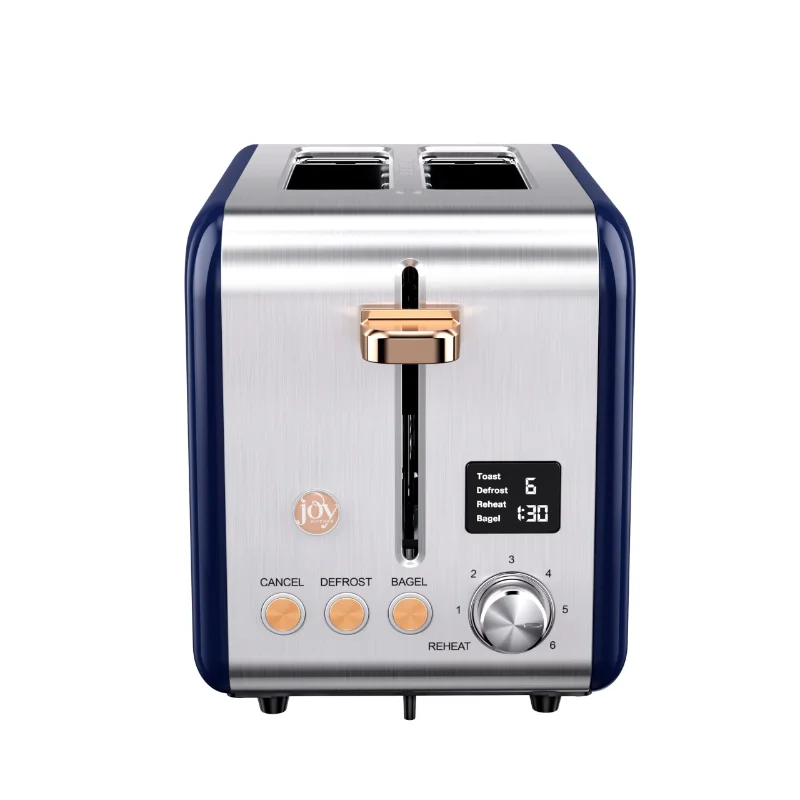 

JOY KITCHEN 900 W 2-Slice Navy Blue Digital Toaster