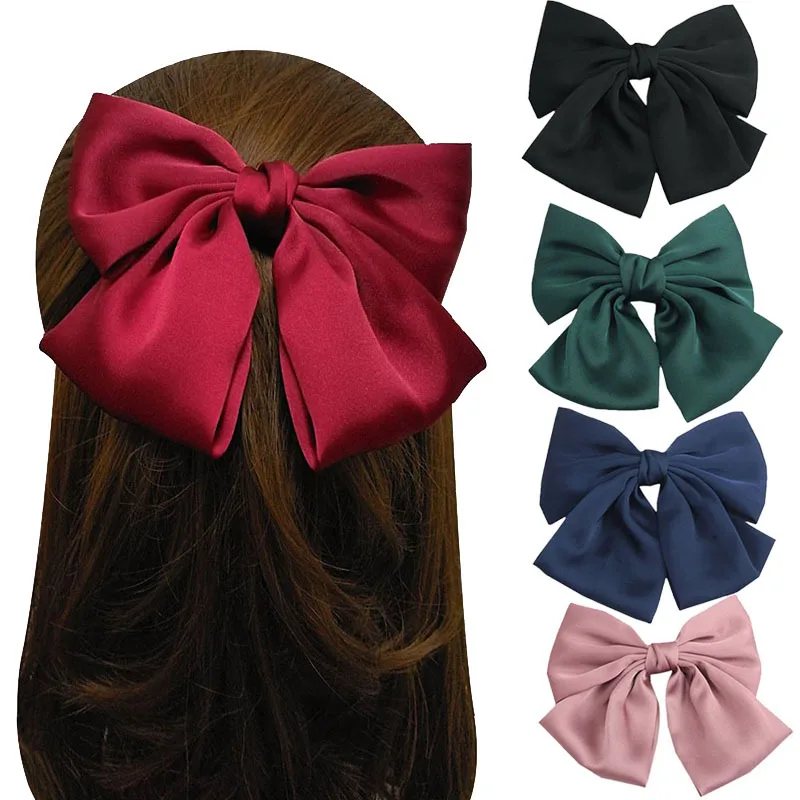 

Fashion Big Bow Hairpin Cute Red Black Barrette Hair Clip Women Girls BB Hairgrip Ponytail Clip Hair Accessories