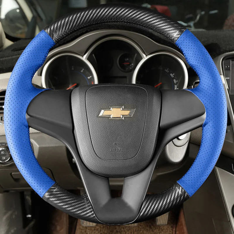 

For Chevrolet Cruze Cavalier Hand Stitched Carbon Fiber Suede Leather Car Steering Wheel Cover Car Accessories