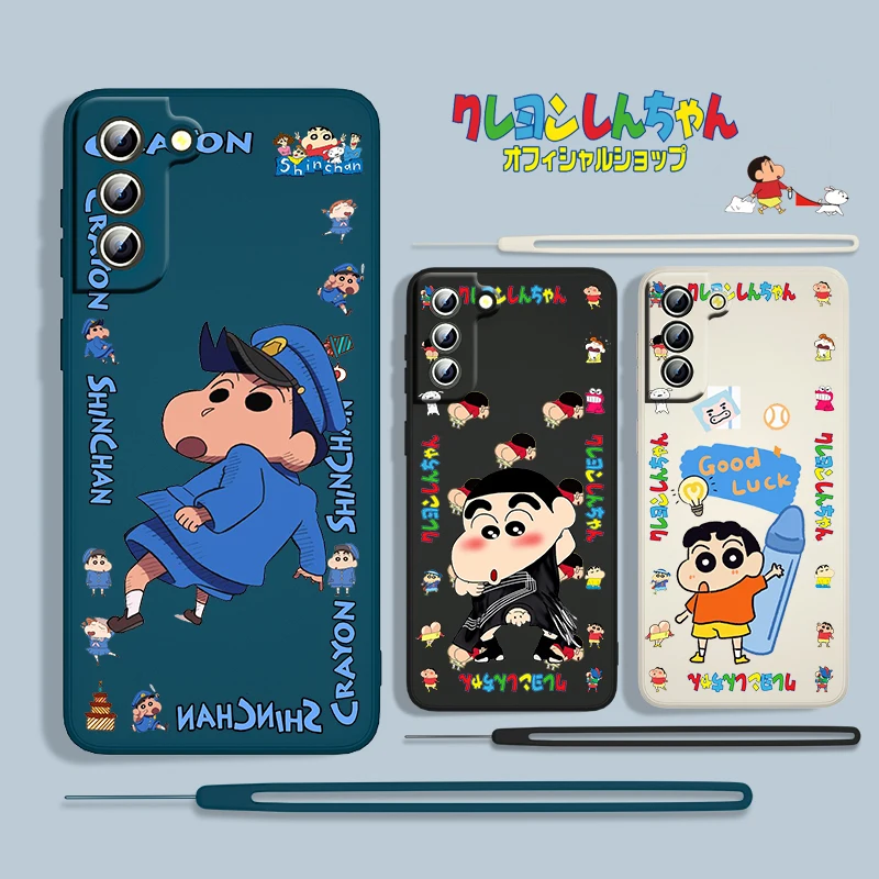 

Crayon Shin-chan Anime For Samsung Galaxy S22 S21 S20 S10 5G Note 20 10 Ultra Plus Pro FE Lite Liquid Rope Phone Case Capa Cover
