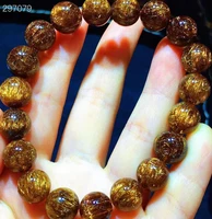 natural copper rutilated quartz clear round beads bracelet 10 8mm women man bracelet cat eye copper rutilated jewelry aaaaa