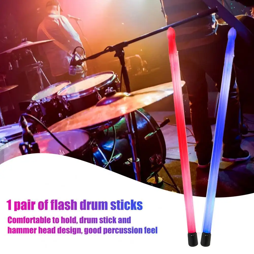 

1 Pair Practical Light Up Drumstick Good Percussion Feel Musical Instrument Drum Stick Concert Cool Drumstick