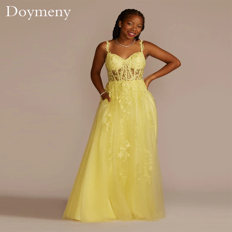

Doymeny 2023 аппликация вечернее платье, тонкие бретельки, сексуальное женское платье без рукавов с карманами, элегантные платья