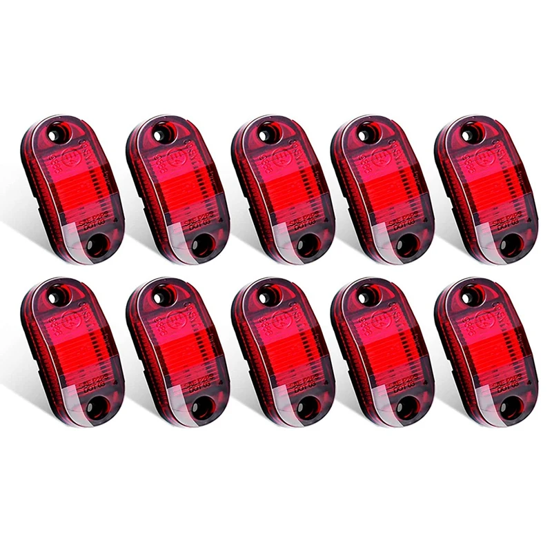 

10Pcs 6LED Side Marker Indicator Lights Waterproof Side Clearance Marker Light Lamp For Trailer Truck Boat RV Camper Red