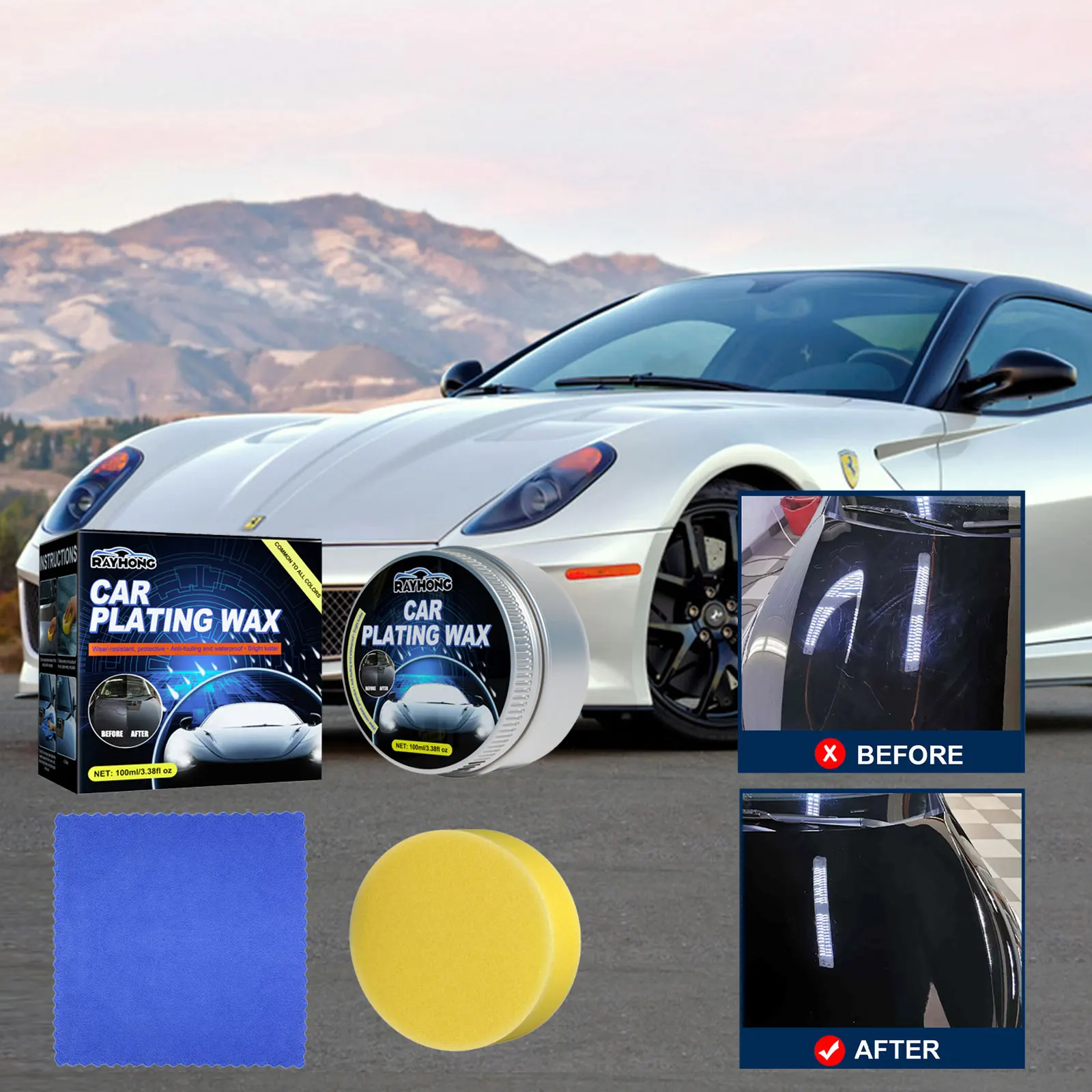 

Car Wax Crystal Plating Covering Paint Surface Scratches Remover Hard Glossy Wax Layer Auto Polishing Car Ceramic Coating Wax